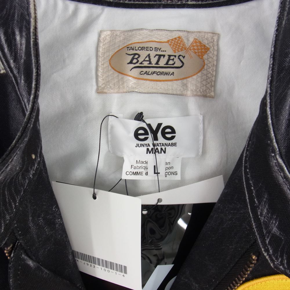 JUNYA WATANABE COMME des GARCONS MAN ジュンヤワタナベコムデギャルソンマン WK-J922-100-1-4 eye アイ × BerBerJin ベルベルジン BATES ベイツ 1950s Motorcycle Jacket モーターサイクル ジャケット 転写 ジャケット ブラック系 L【新古品】【未使用】【中古】