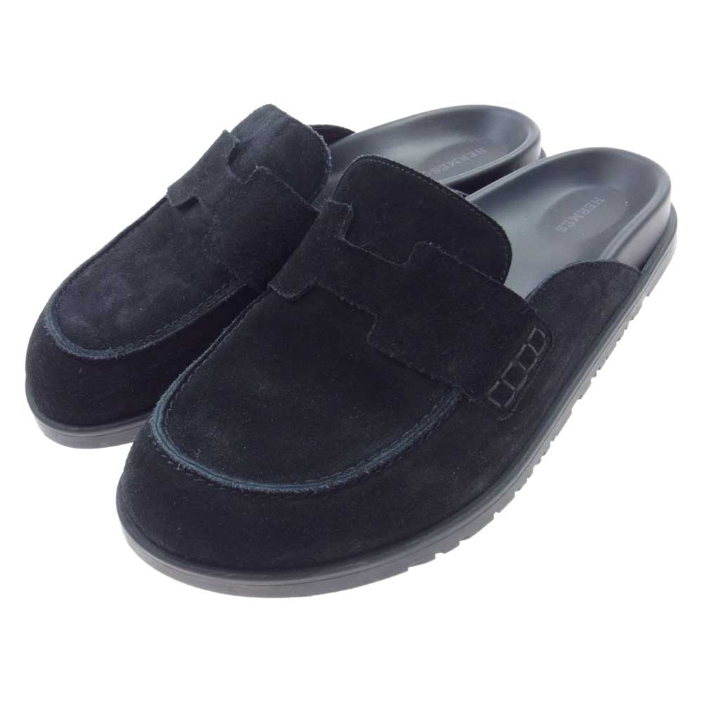 HERMES エルメス ゴー ミュール スエード サンダル ブラック系 43【中古】
