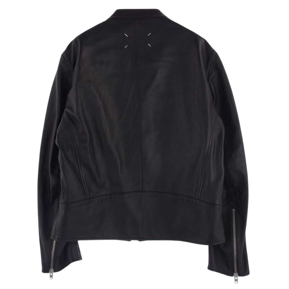 MAISON MARGIELA メゾンマルジェラ 23SS S50AM0489 SY1460 国内正規品 14ライン 5-ZIP LEATHER RIDERS JACKET5ジップ ハの字 ラムレザー シングル ライダース ジャケット ブラック系 52【美品】【中古】