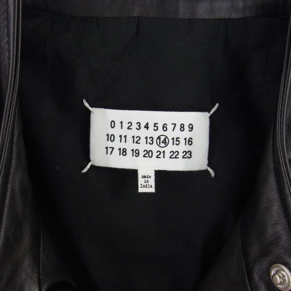 MAISON MARGIELA メゾンマルジェラ 23SS S50AM0489 SY1460 国内正規品 14ライン 5-ZIP LEATHER RIDERS JACKET5ジップ ハの字 ラムレザー シングル ライダース ジャケット ブラック系 52【美品】【中古】