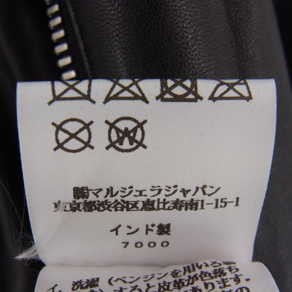 MAISON MARGIELA メゾンマルジェラ 23SS S50AM0489 SY1460 国内正規品 14ライン 5-ZIP LEATHER RIDERS JACKET5ジップ ハの字 ラムレザー シングル ライダース ジャケット ブラック系 52【美品】【中古】