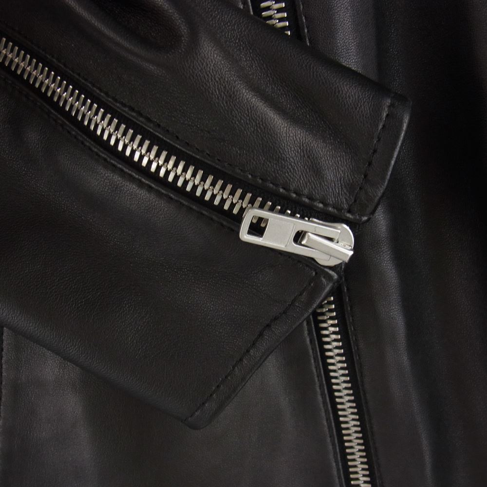 MAISON MARGIELA メゾンマルジェラ 23SS S50AM0489 SY1460 国内正規品 14ライン 5-ZIP LEATHER RIDERS JACKET5ジップ ハの字 ラムレザー シングル ライダース ジャケット ブラック系 52【美品】【中古】