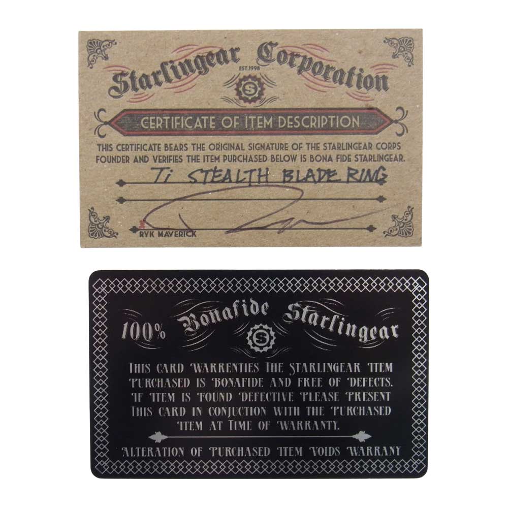 STARLIN GEAR スターリンギア 購入時ギャランティ付属 パンチャー ステルス ブレイド リング / チタン限定 リング ブラック系 パープル系【中古】