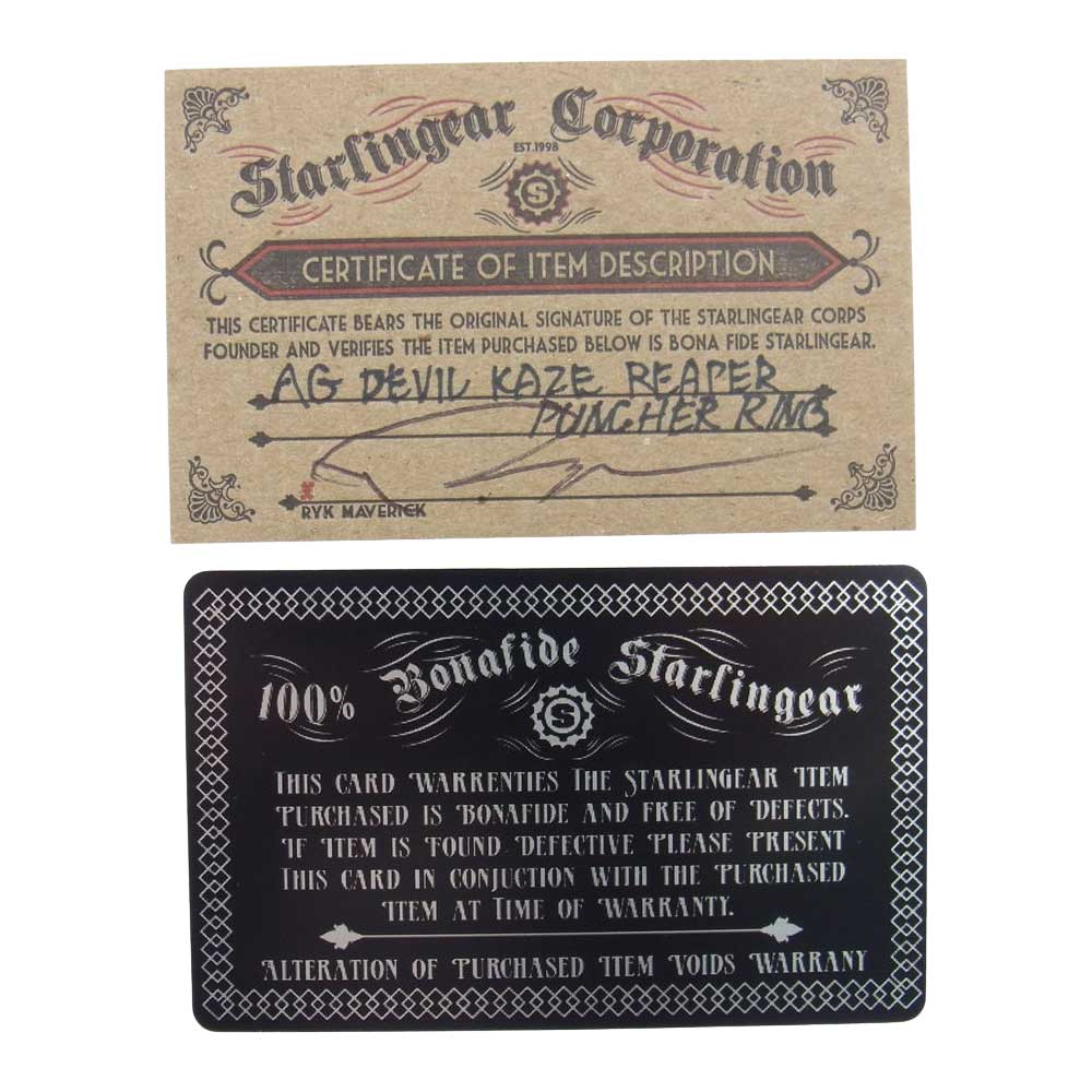 STARLIN GEAR スターリンギア 購入時ギャランティ付属 パンチャー カミカゼ デビル リーパー リング シルバー系【中古】