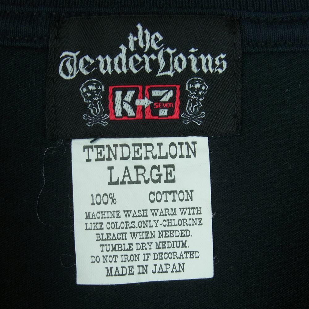 TENDERLOIN テンダーロイン K SEVEN headz 半袖 Tシャツ コットン 日本製 ブラック系 L【中古】