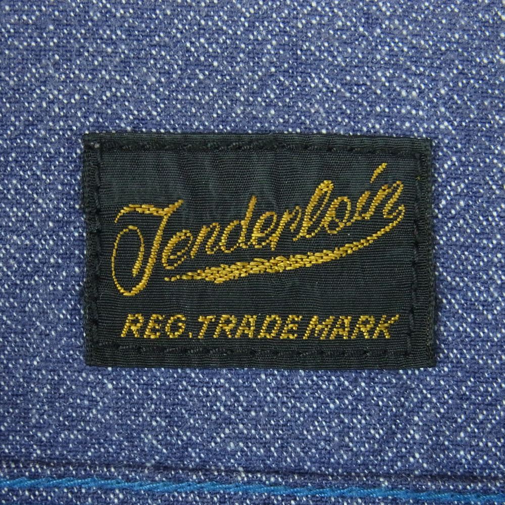 TENDERLOIN テンダーロイン T-WORK SHT ロゴ プリント ワーク 長袖 シャツ コットン 日本製 インディゴブルー系 L【中古】
