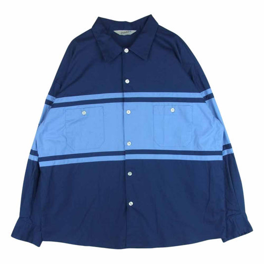 TENDERLOIN テンダーロイン 17AW T-WORK SHT U バックロゴ ワーク 長袖 シャツ 日本製 ネイビー系 ライトブルー系 M【中古】