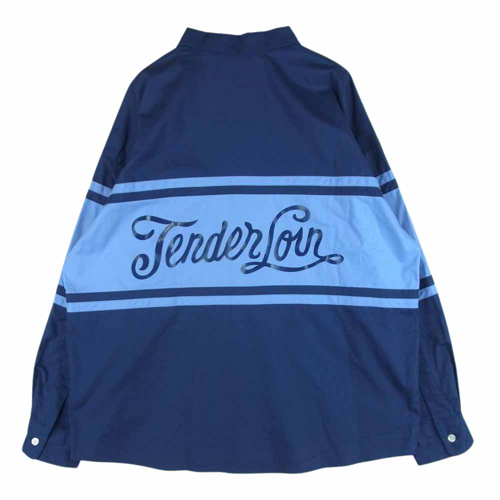 TENDERLOIN テンダーロイン 17AW T-WORK SHT U バックロゴ ワーク 長袖 シャツ 日本製 ネイビー系 ライトブルー系 M【中古】