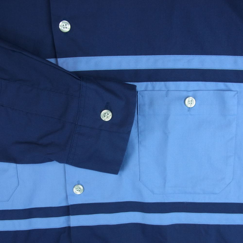 TENDERLOIN テンダーロイン 17AW T-WORK SHT U バックロゴ ワーク 長袖 シャツ 日本製 ネイビー系 ライトブルー系 M【中古】