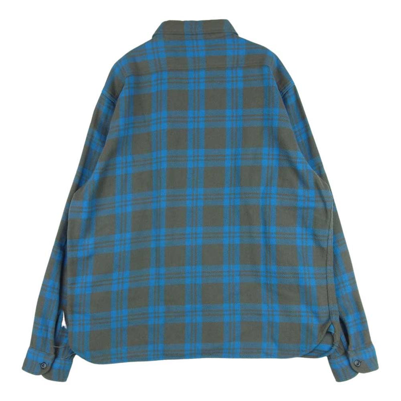 TENDERLOIN テンダーロイン T-HEAVY FLANNEL SHT ヘビー フランネル チェック 長袖 シャツ ブルー系 グレイッシュブラウン系 L【美品】【中古】