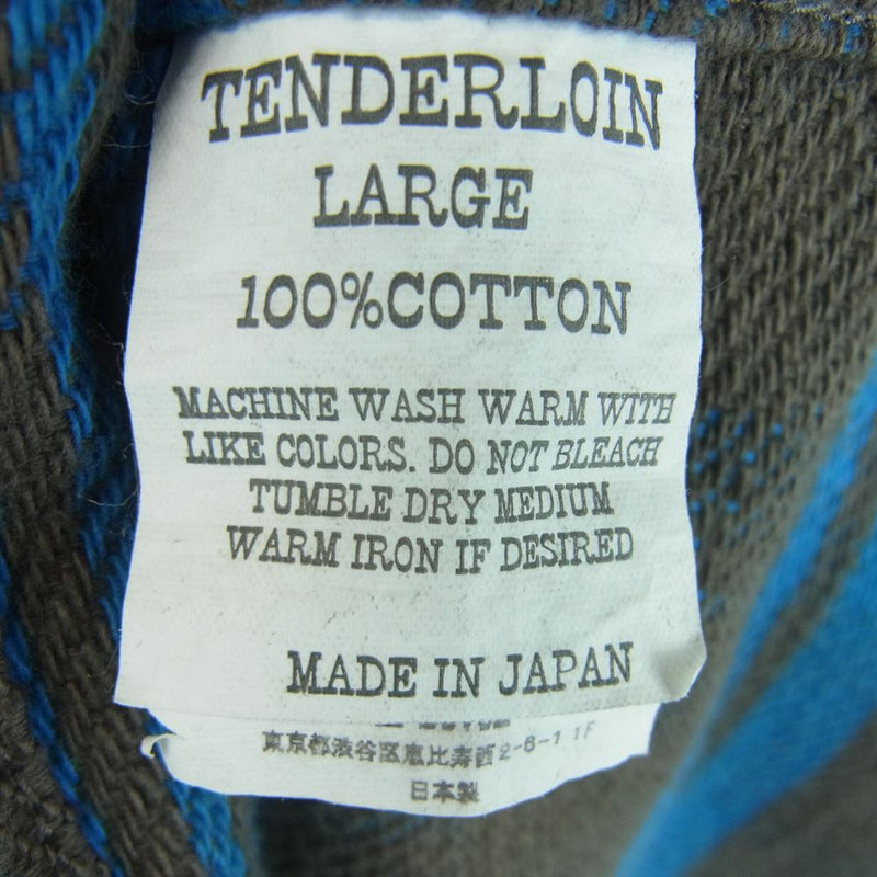 TENDERLOIN テンダーロイン T-HEAVY FLANNEL SHT ヘビー フランネル チェック 長袖 シャツ ブルー系 グレイッシュブラウン系 L【美品】【中古】