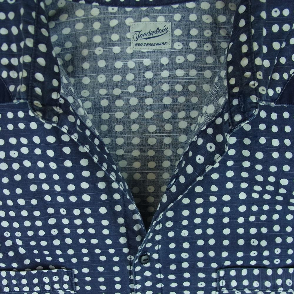 TENDERLOIN テンダーロイン 17AW T-COTTON SHT D ドット 長袖 シャツ コットン 日本製 インディゴブルー系 ホワイト系 M【中古】