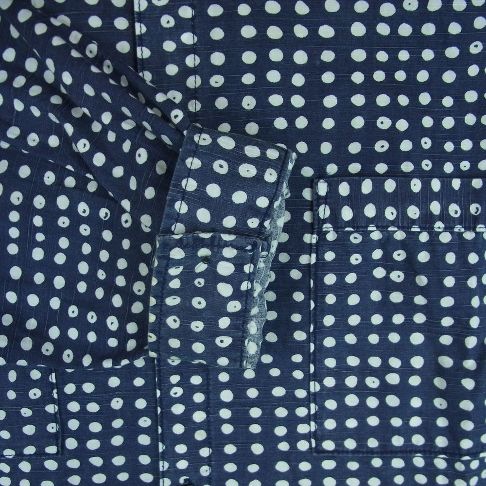 TENDERLOIN テンダーロイン 17AW T-COTTON SHT D ドット 長袖 シャツ コットン 日本製 インディゴブルー系 ホワイト系 M【中古】