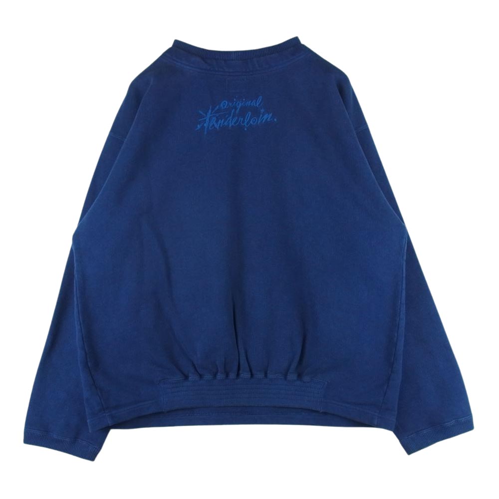 TENDERLOIN テンダーロイン 22SS MOSS STITCH SWEAT モスステッチ ロゴプリント スウェット トレーナー ブルー系 M【中古】