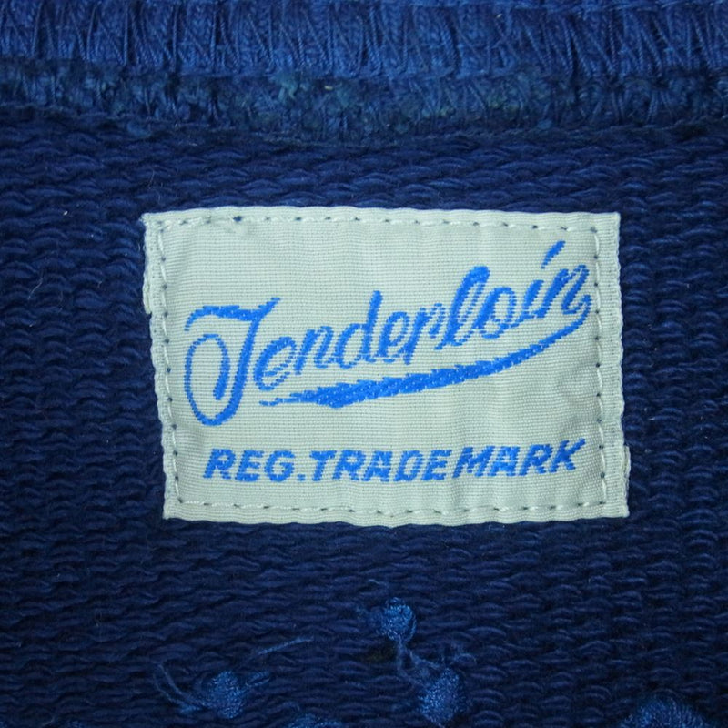 TENDERLOIN テンダーロイン 22SS MOSS STITCH SWEAT モスステッチ ロゴプリント スウェット トレーナー ブルー系 M