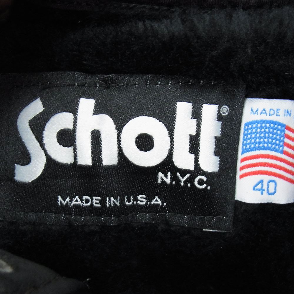schott ショット 641 裏地ボアライナー付属 シングル ライダースジャケット ブラック系 40【中古】
