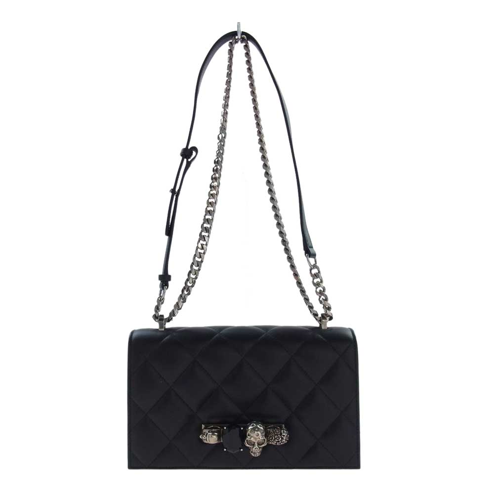 Alexander McQueen アレキサンダーマックイーン 5294141AXBY1000 ナックル　ジュエル　サッチェル Jewelled Satchel ナックル ジュエル サッチェル キルト ショルダー バッグ ブラック系【美品】【中古】