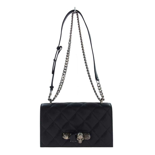 Alexander McQueen アレキサンダーマックイーン 5294141AXBY1000 ナックル　ジュエル　サッチェル Jewelled Satchel ナックル ジュエル サッチェル キルト ショルダー バッグ ブラック系【美品】【中古】