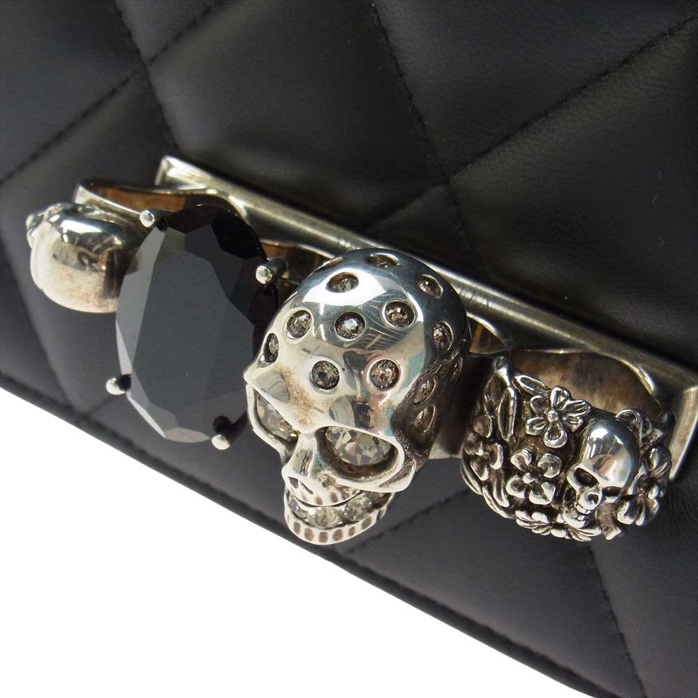 Alexander McQueen アレキサンダーマックイーン 5294141AXBY1000 ナックル　ジュエル　サッチェル Jewelled Satchel ナックル ジュエル サッチェル キルト ショルダー バッグ ブラック系【美品】【中古】