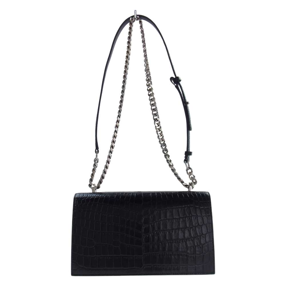 Alexander McQueen アレキサンダーマックイーン 5819431 HBOY1000 Spider Jewelled Satchel クロコ型押し スパイダー ジュエリー ナックル バッグ ショルダー ブラック系【美品】【中古】