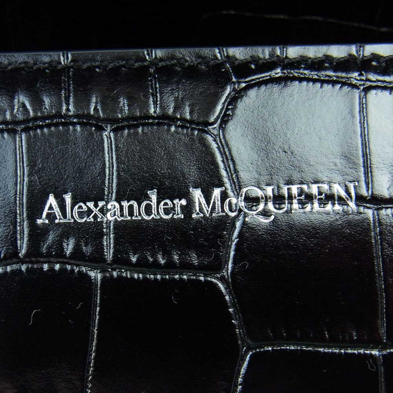 Alexander McQueen アレキサンダーマックイーン 5819431 HBOY1000 Spider Jewelled Satchel クロコ型押し スパイダー ジュエリー ナックル バッグ ショルダー ブラック系【美品】【中古】