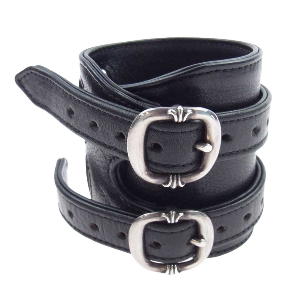 CHROME HEARTS クロムハーツ（原本無） ダブル R&R レザー ブレスレット ブラック系【中古】