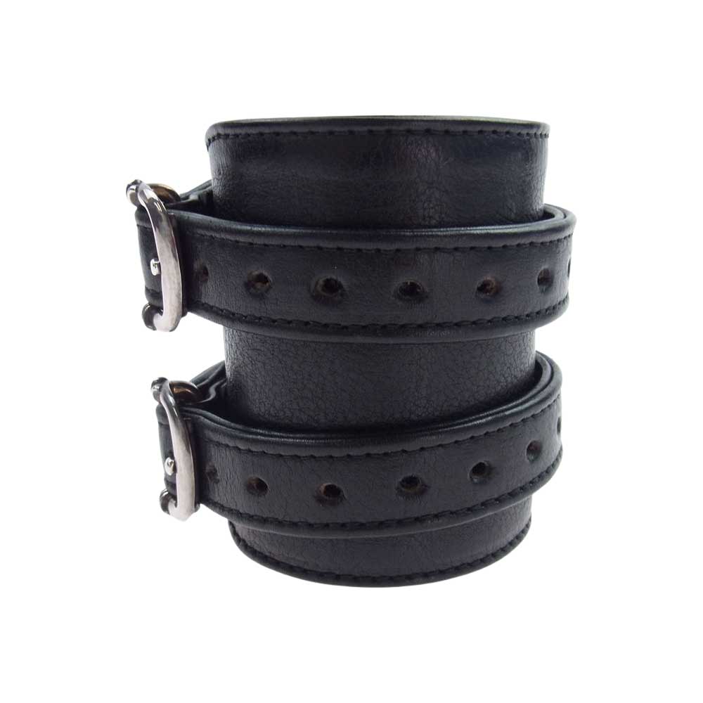 CHROME HEARTS クロムハーツ（原本無） ダブル R&R レザー ブレスレット ブラック系【中古】