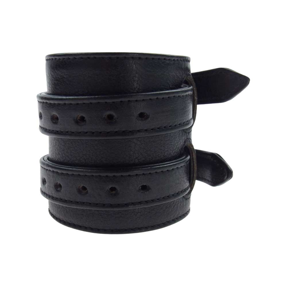 CHROME HEARTS クロムハーツ（原本無） ダブル R&R レザー ブレスレット ブラック系【中古】