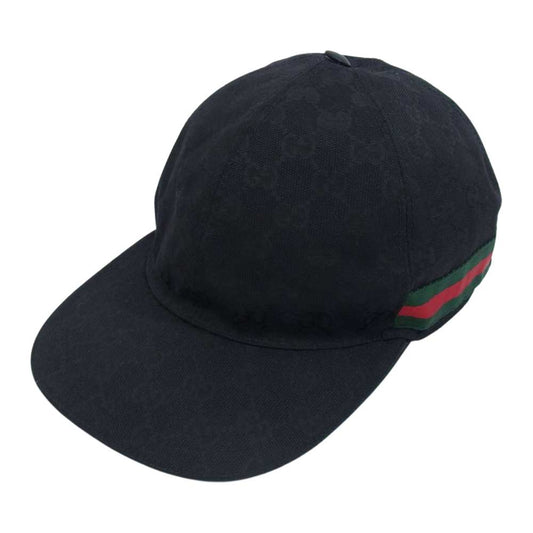 GUCCI グッチ 200035 202291 GG CANVAS BASEBALL オリジナル GGキャンバス シェリーライン ベースボール キャップ ブラック系 XL【中古】