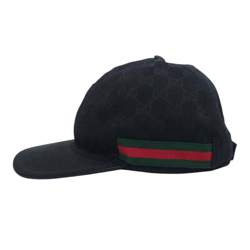 GUCCI グッチ 200035 202291 GG CANVAS BASEBALL オリジナル GGキャンバス シェリーライン ベースボール キャップ ブラック系 XL【中古】