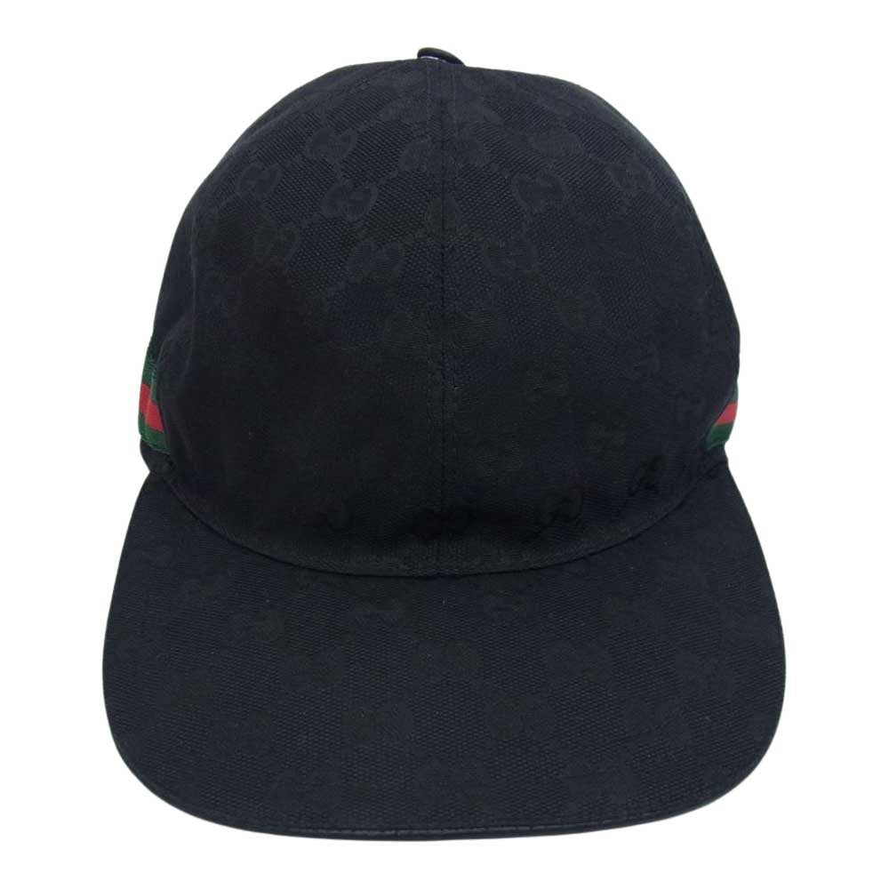 GUCCI グッチ 200035 202291 GG CANVAS BASEBALL オリジナル GGキャンバス シェリーライン ベースボール キャップ ブラック系 XL【中古】