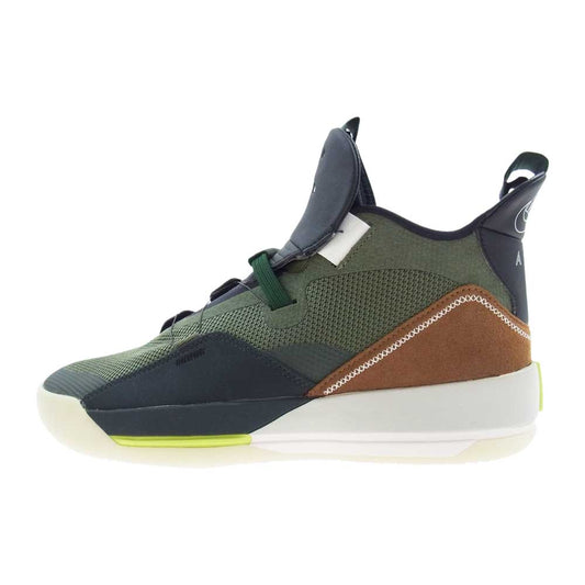NIKE ナイキ CD5965-300 × TRAVIS SCOTT トラヴィススコット AIR JORDAN XXXIII NRG エア ジョーダン 33 スニーカー カーキ系 26cm【新古品】【未使用】【中古】