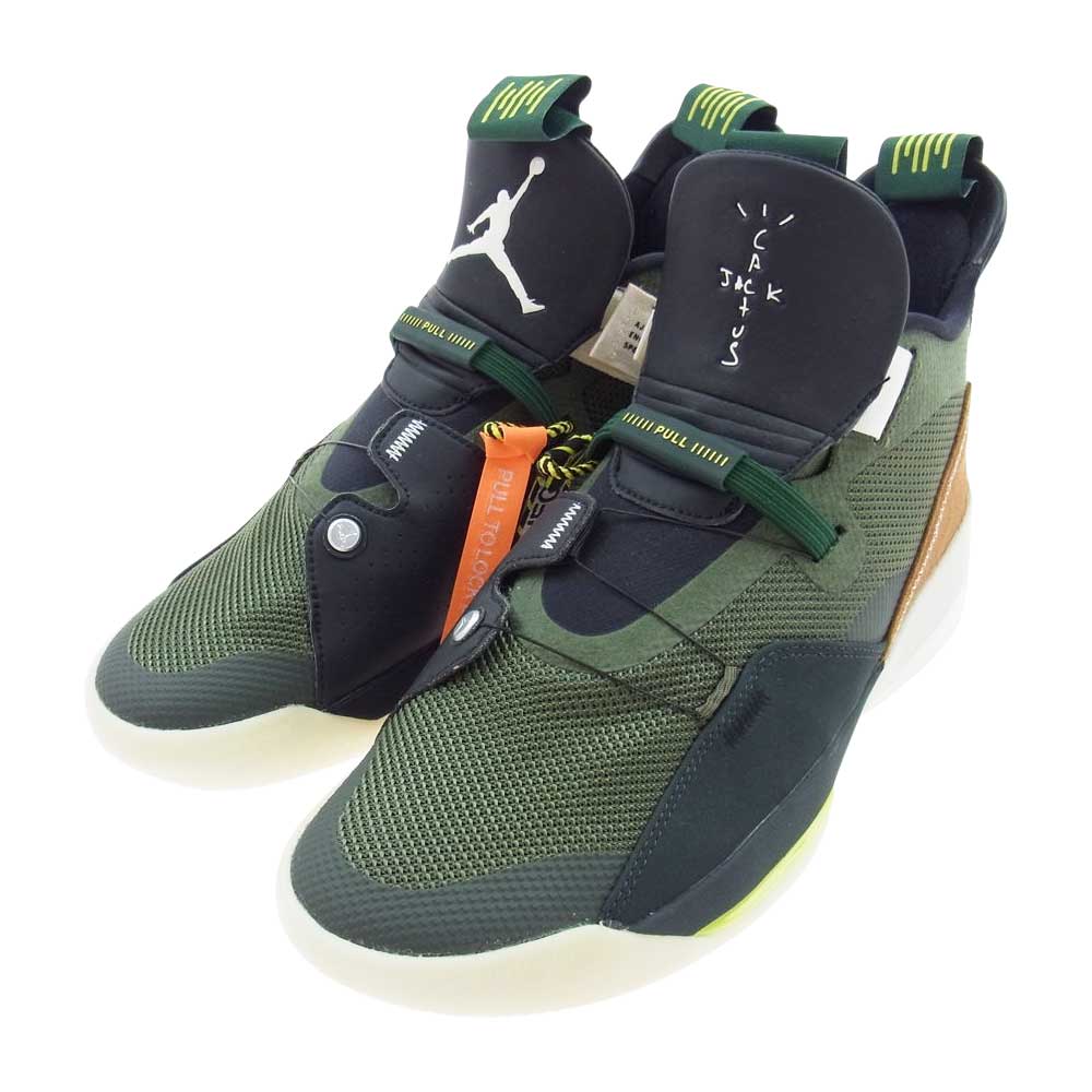 NIKE ナイキ CD5965-300 × TRAVIS SCOTT トラヴィススコット AIR JORDAN XXXIII NRG エア ジョーダン 33 スニーカー カーキ系 26cm【新古品】【未使用】【中古】