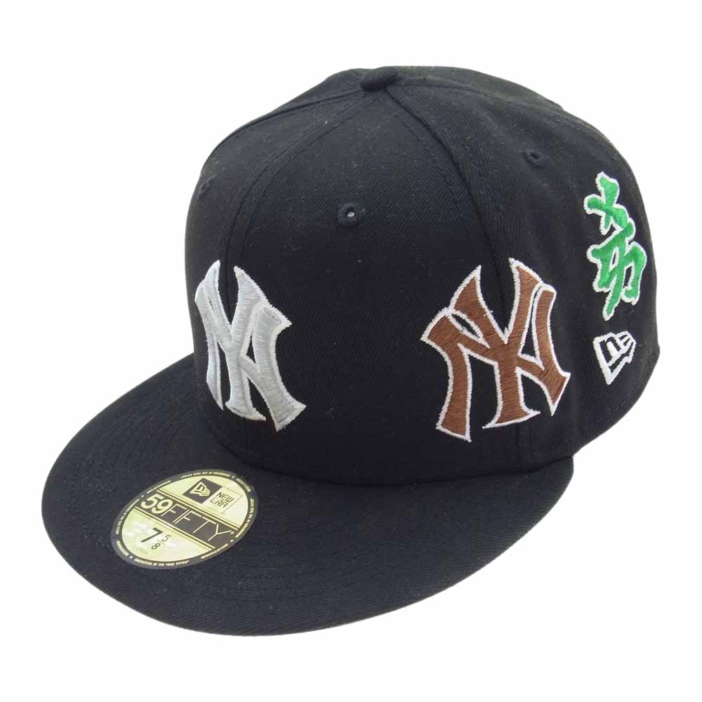 Supreme シュプリーム 22AW × New York Yankees New Era ニューエラ Kanji 漢字 ロゴ キャップ ブラック系  7.5/8【中古】
