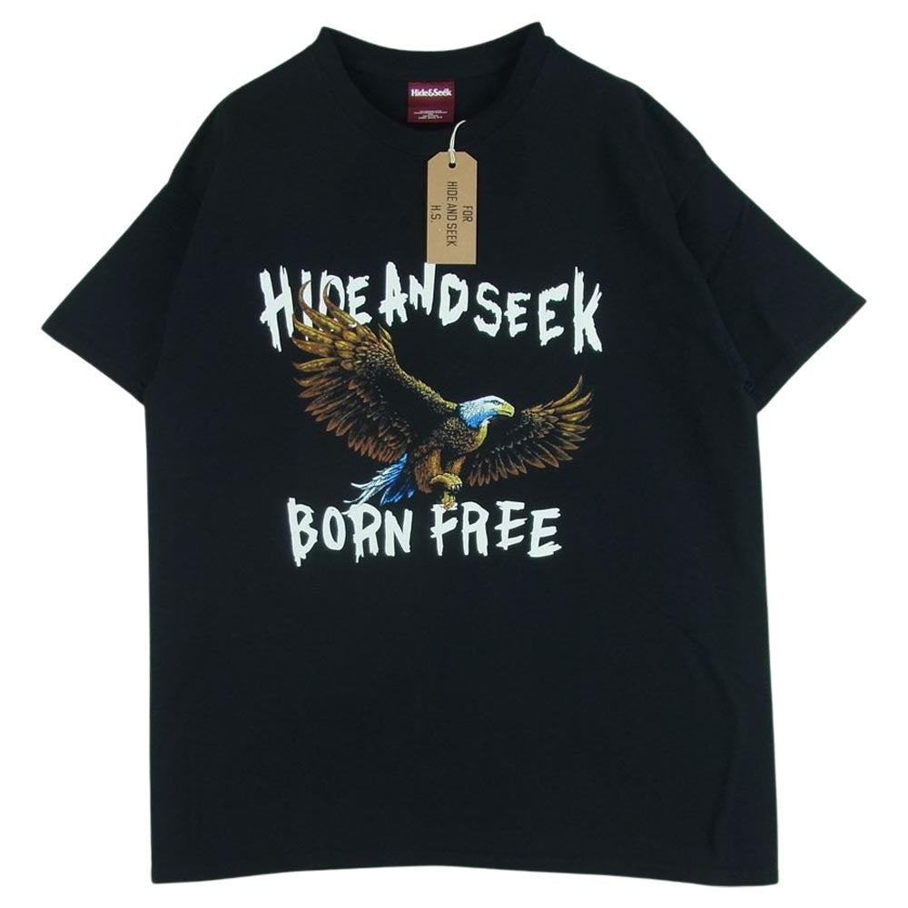 HideandSeek ハイドアンドシーク EAGLE S/S TEE イーグル プリント 半袖 Tシャツ ブラック系 L【新古品】【未使用】【中古】