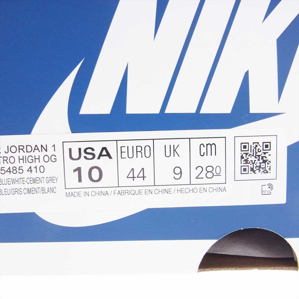 NIKE AIR JORDAN ナイキ ジョーダン DZ5485-410 AIR JORDAN 1 RETRO HIGH OG TRUE BLUE エアジョーダン1 レトロハイオージー トゥルーブルー ハイカット スニーカー ブルー系 ホワイト系 28.0cm【新古品】【未使用】【中古】