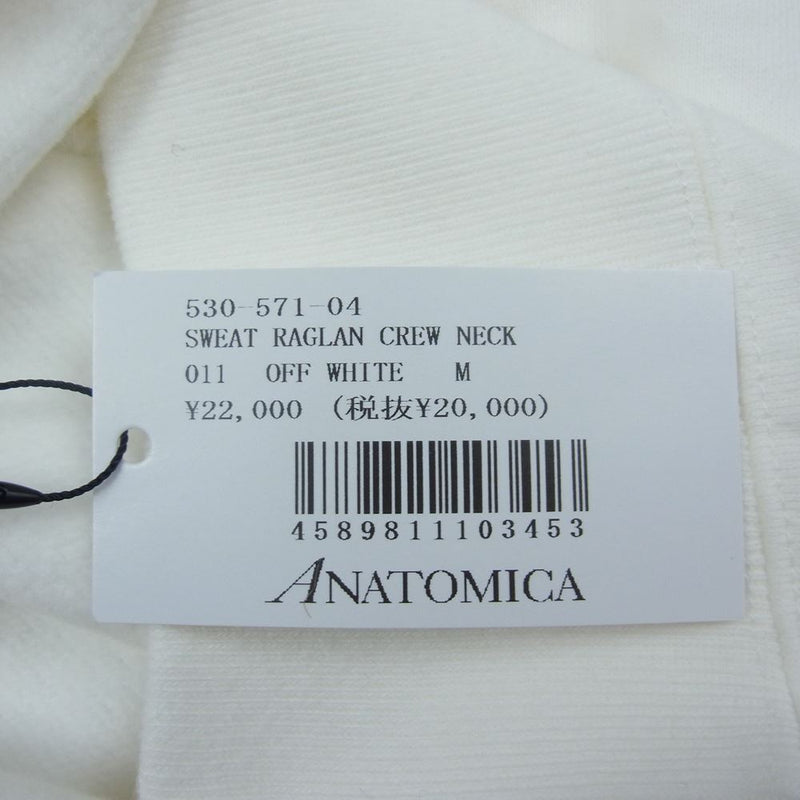 ANATOMICA アナトミカ 22SS  530-571-04 SWEAT RAGLAN CREW NECK OFF WHITE ラグランスリーブ スウェット  ホワイト系 M【新古品】【未使用】【中古】