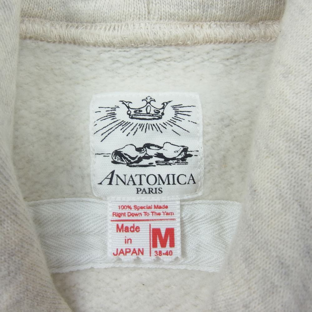 ANATOMICA アナトミカ 530-542-18 SWEAT SHIRT P／O HOOD プルオーバー スウェット パーカー オフホワイト系 グレー系 M【美品】【中古】