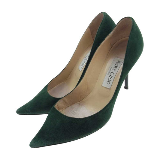 JIMMY CHOO ジミーチュウ スエード パンプス ピンヒール グリーン グリーン系 37【中古】