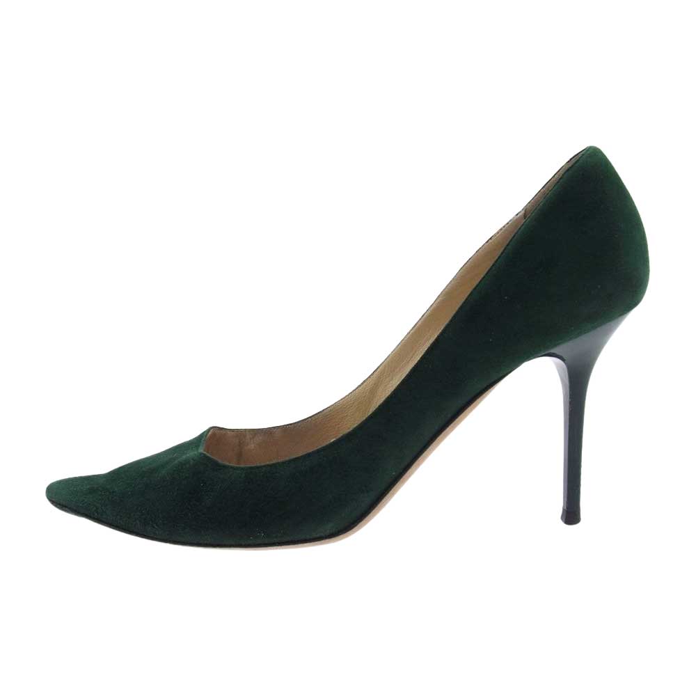JIMMY CHOO ジミーチュウ スエード パンプス ピンヒール グリーン グリーン系 37【中古】