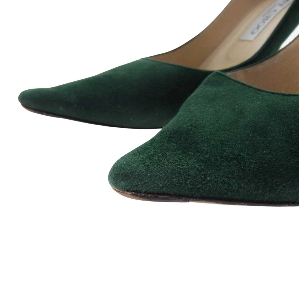 JIMMY CHOO ジミーチュウ スエード パンプス ピンヒール グリーン グリーン系 37【中古】