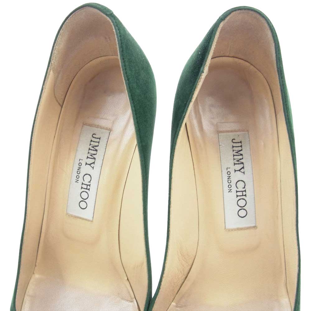 JIMMY CHOO ジミーチュウ スエード パンプス ピンヒール グリーン グリーン系 37【中古】