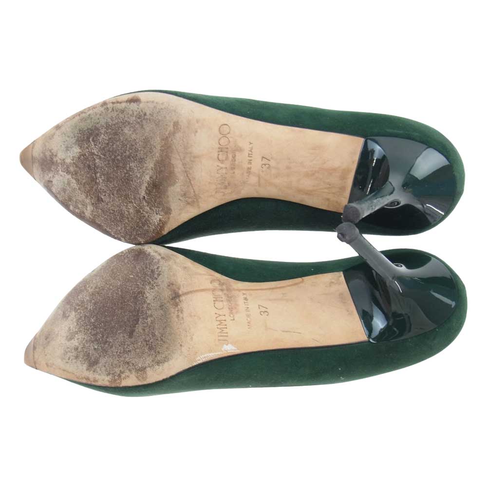 JIMMY CHOO ジミーチュウ スエード パンプス ピンヒール グリーン グリーン系 37【中古】
