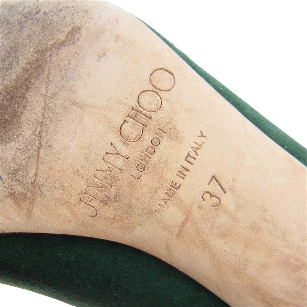 JIMMY CHOO ジミーチュウ スエード パンプス ピンヒール グリーン グリーン系 37【中古】