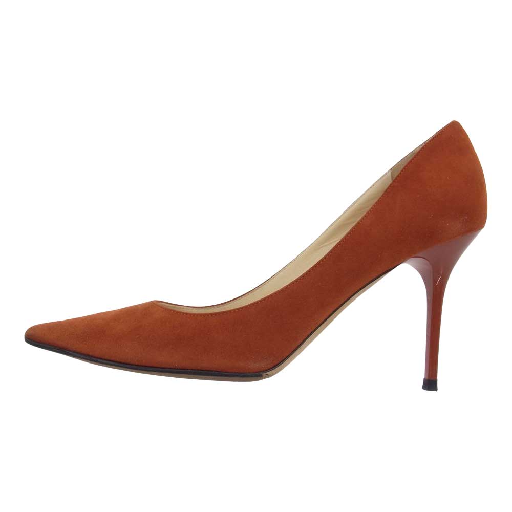 JIMMY CHOO ジミーチュウ スエード パンプス ピンヒール オレンジ系 茶色よりのオレンジ 37.1/2【中古】