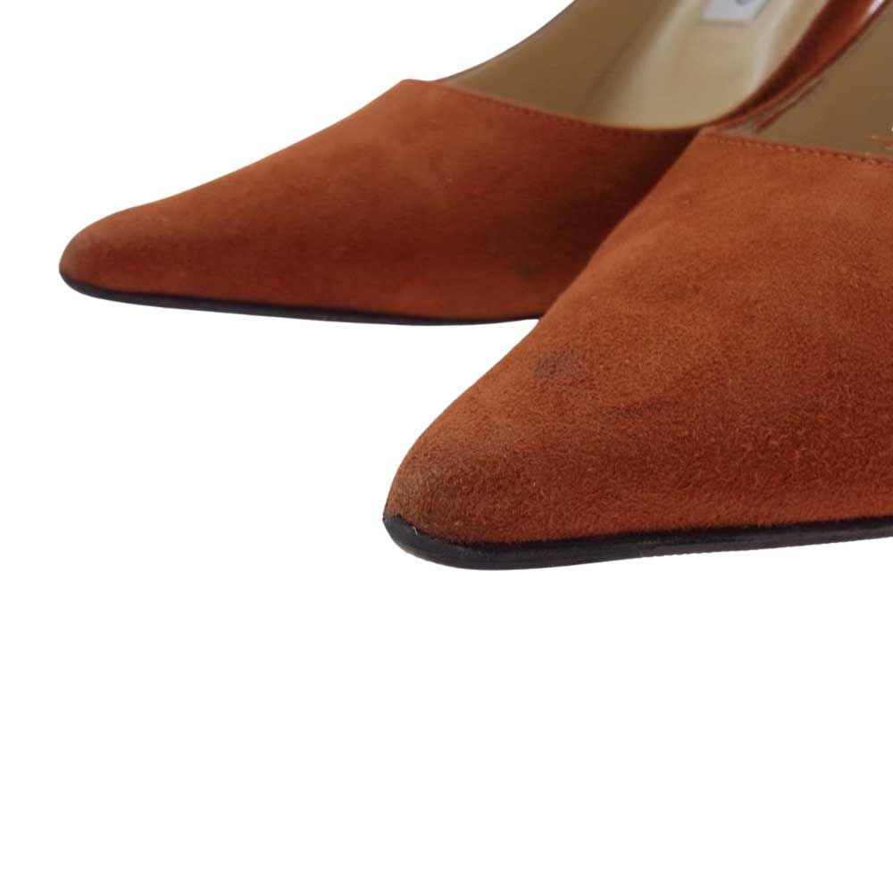 JIMMY CHOO ジミーチュウ スエード パンプス ピンヒール オレンジ系 茶色よりのオレンジ 37.1/2【中古】