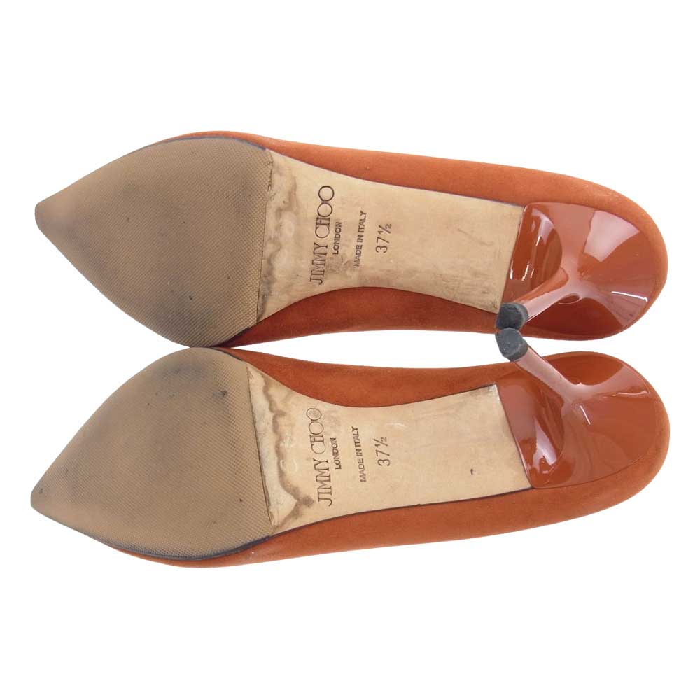 JIMMY CHOO ジミーチュウ スエード パンプス ピンヒール オレンジ系 茶色よりのオレンジ 37.1/2【中古】