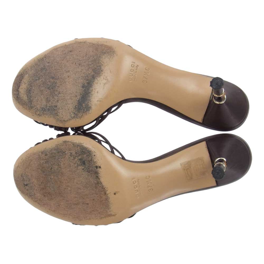 GUCCI グッチ バンブー ヒール パンプス  ダークブラウン系 37.1/2【中古】