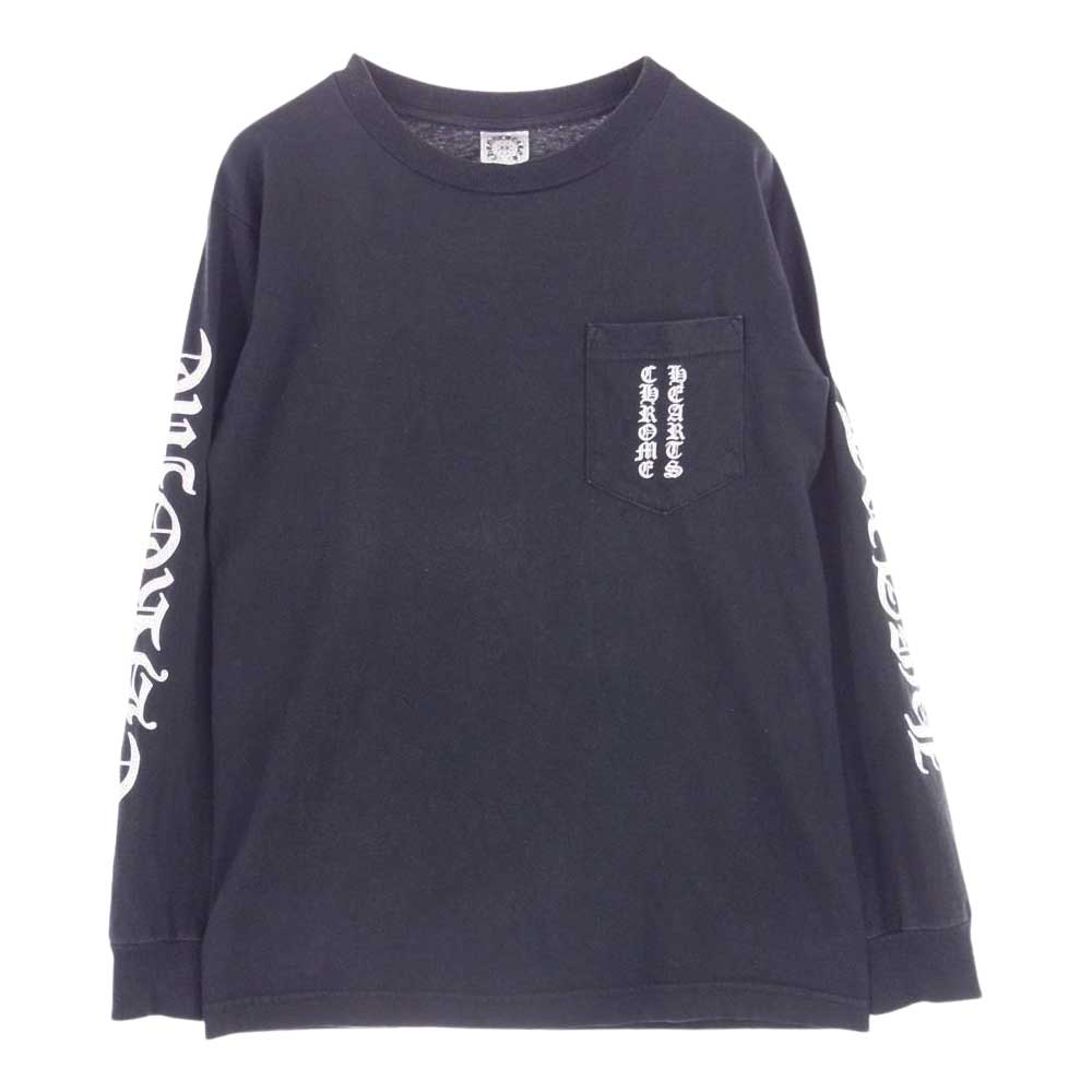 CHROME HEARTS クロムハーツ（原本無） USA製 ロングスリーブ 長袖 カットソー ポケット バックプリント  ブラック系 S【中古】