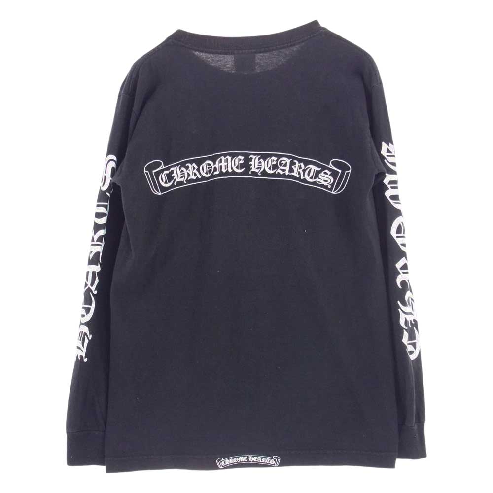 CHROME HEARTS クロムハーツ（原本無） USA製 ロングスリーブ 長袖 カットソー ポケット バックプリント  ブラック系 S【中古】